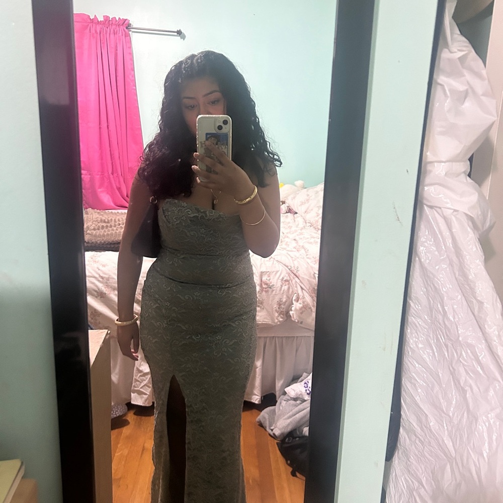 Sage green lace dress